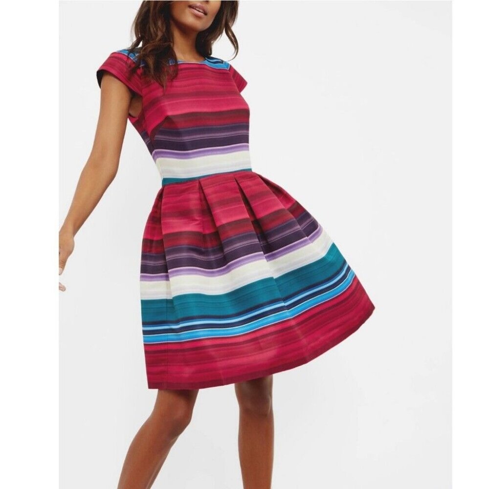 Ted Baker Striped Dress - Multi, Size 2 (US Size Small)